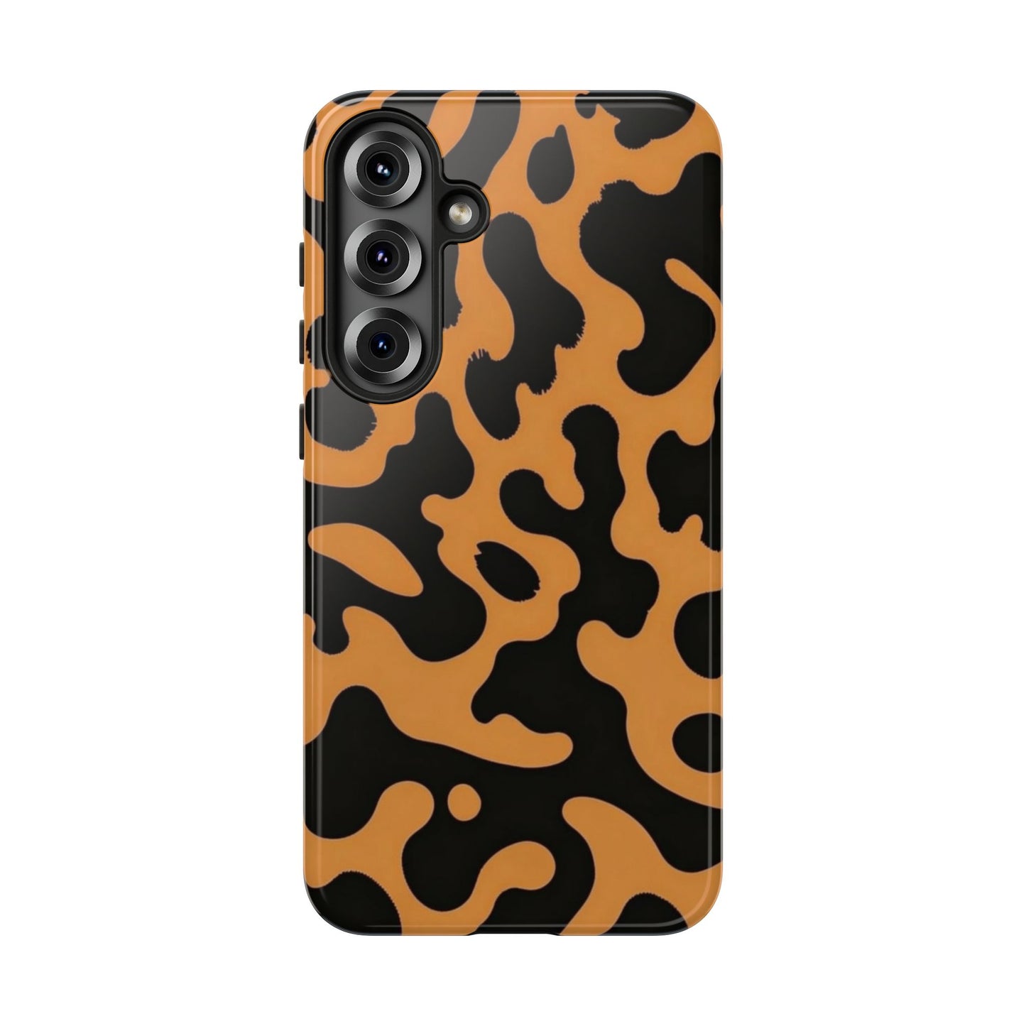 Leopard Print Phone Case — Orange & Black Tough Pattern Protective Cover