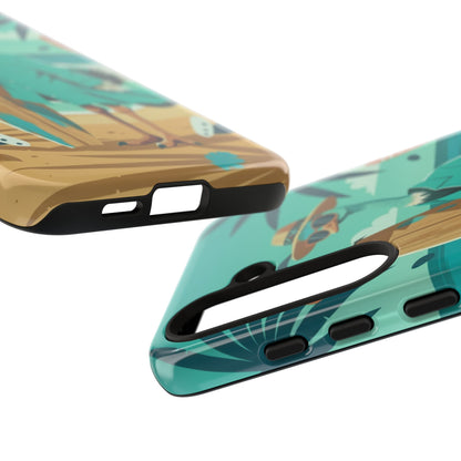 Phone Case — Retro Dressed Seagull Surfing Beach Illustration