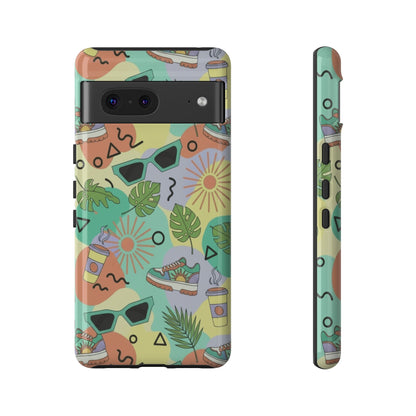 Tropical Summer Phone Case — Retro Sunglasses, Sneakers & Palm Pattern