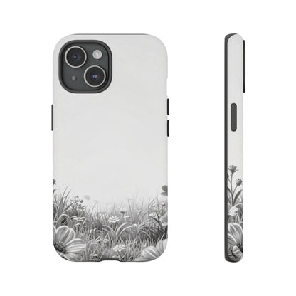 Butterfly Floral Tough Phone Case – Monochrome Garden Protection