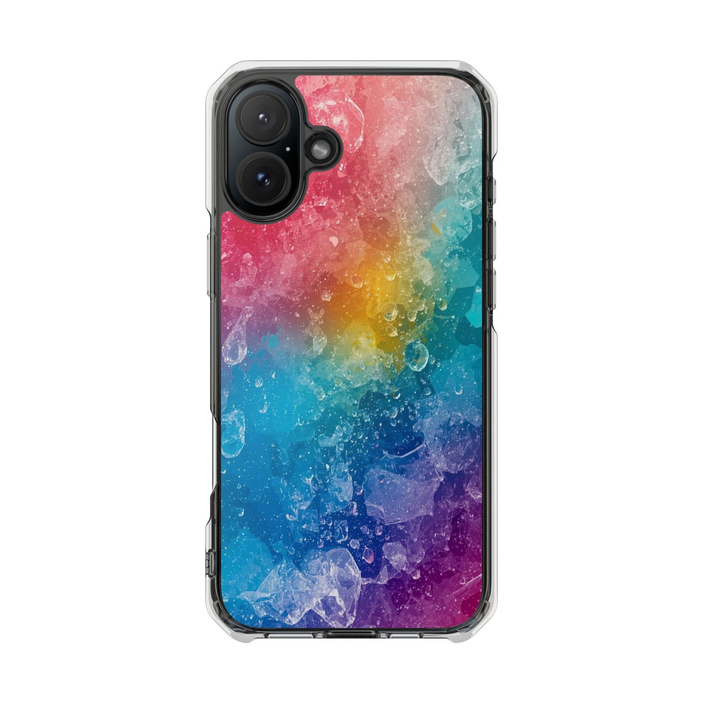 Clear Magnetic Phone Case — Rainbow Crystal Watercolor Impact Protective Cover