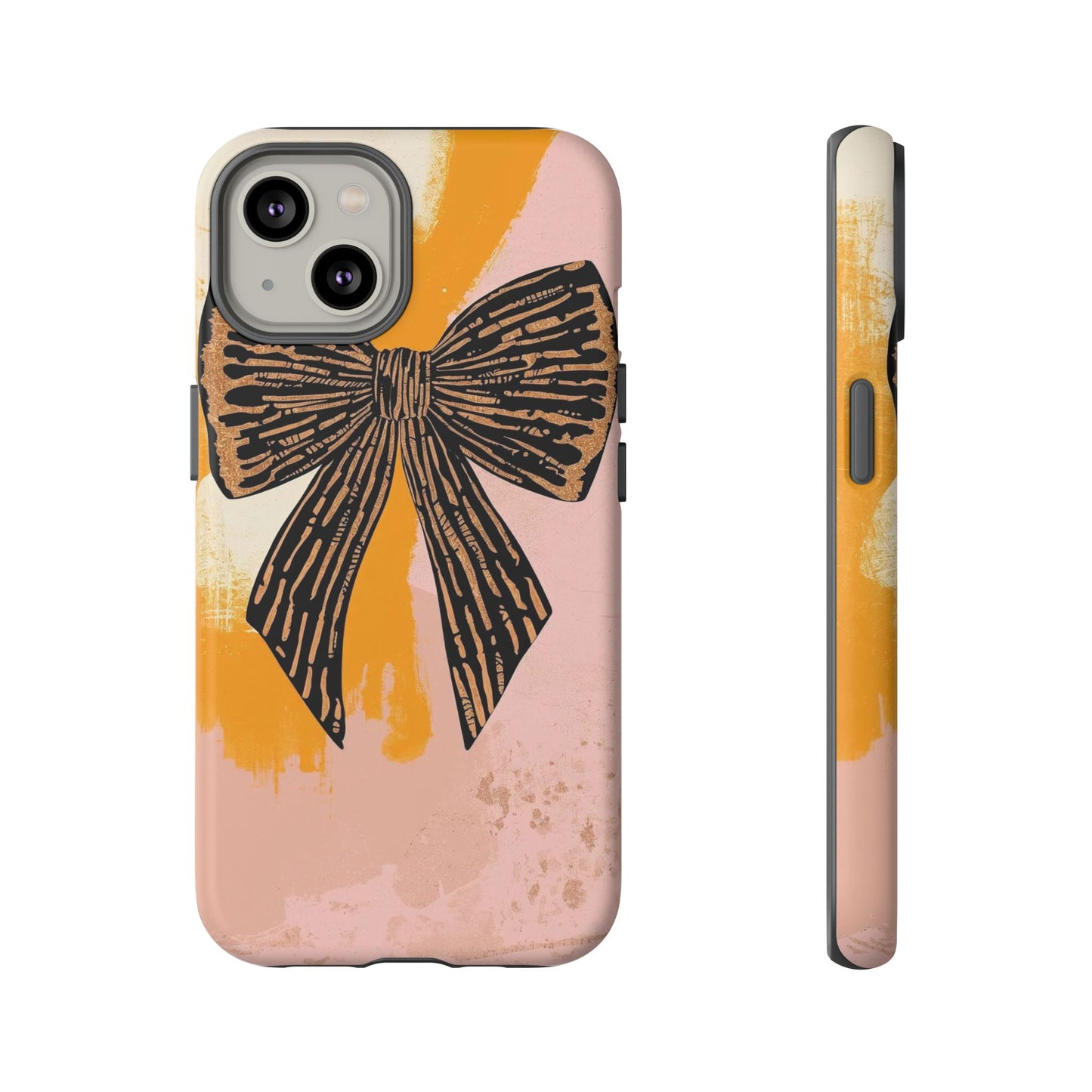 Bow Brushstroke Tough Phone Case — Pink & Mustard
