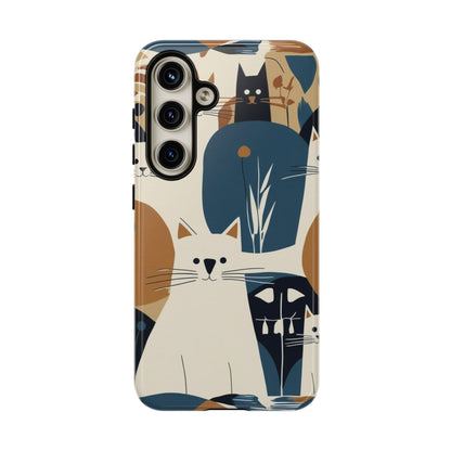 Cat Pattern Phone Case – Retro Abstract Cats Protective iPhone Cover