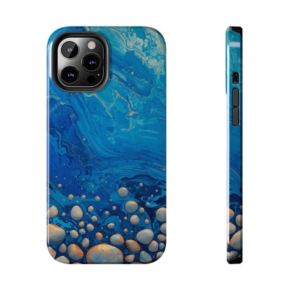 Blue Ocean Pebble Tough Phone Case — Protective Artistic Marble Design