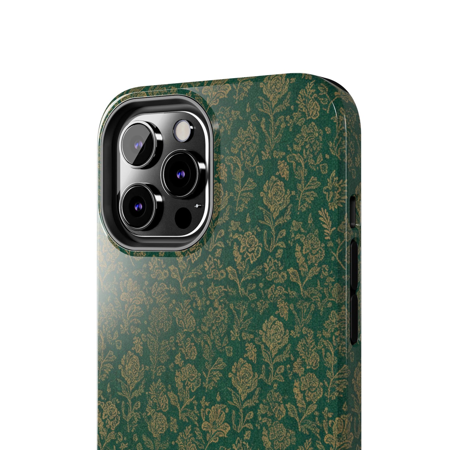 Vintage Floral Tough Phone Case — Green Damask Protective Cover
