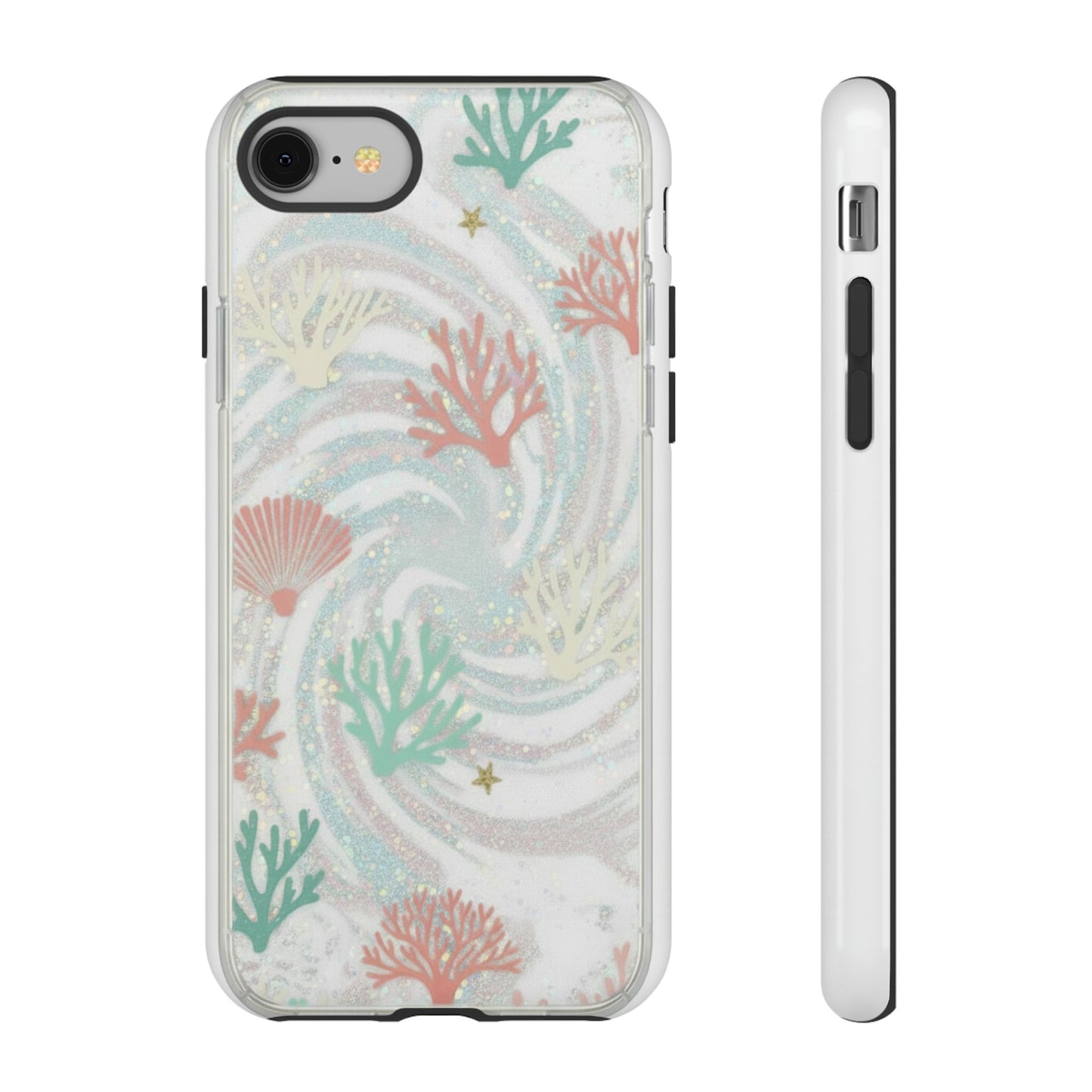 Seafoam Coral Tough Phone Case - Pastel Ocean Wave Design