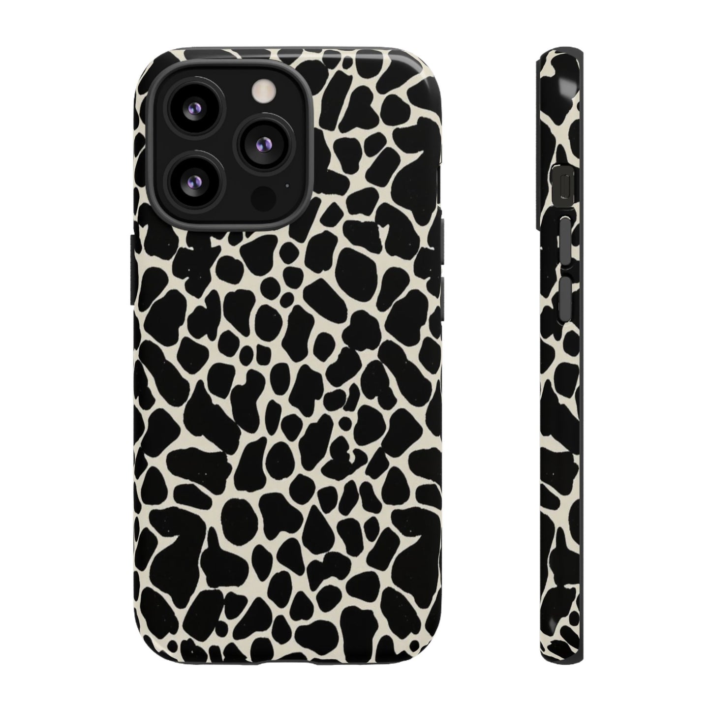 Black and White Cowhide Phone Case — Protective Tough Case
