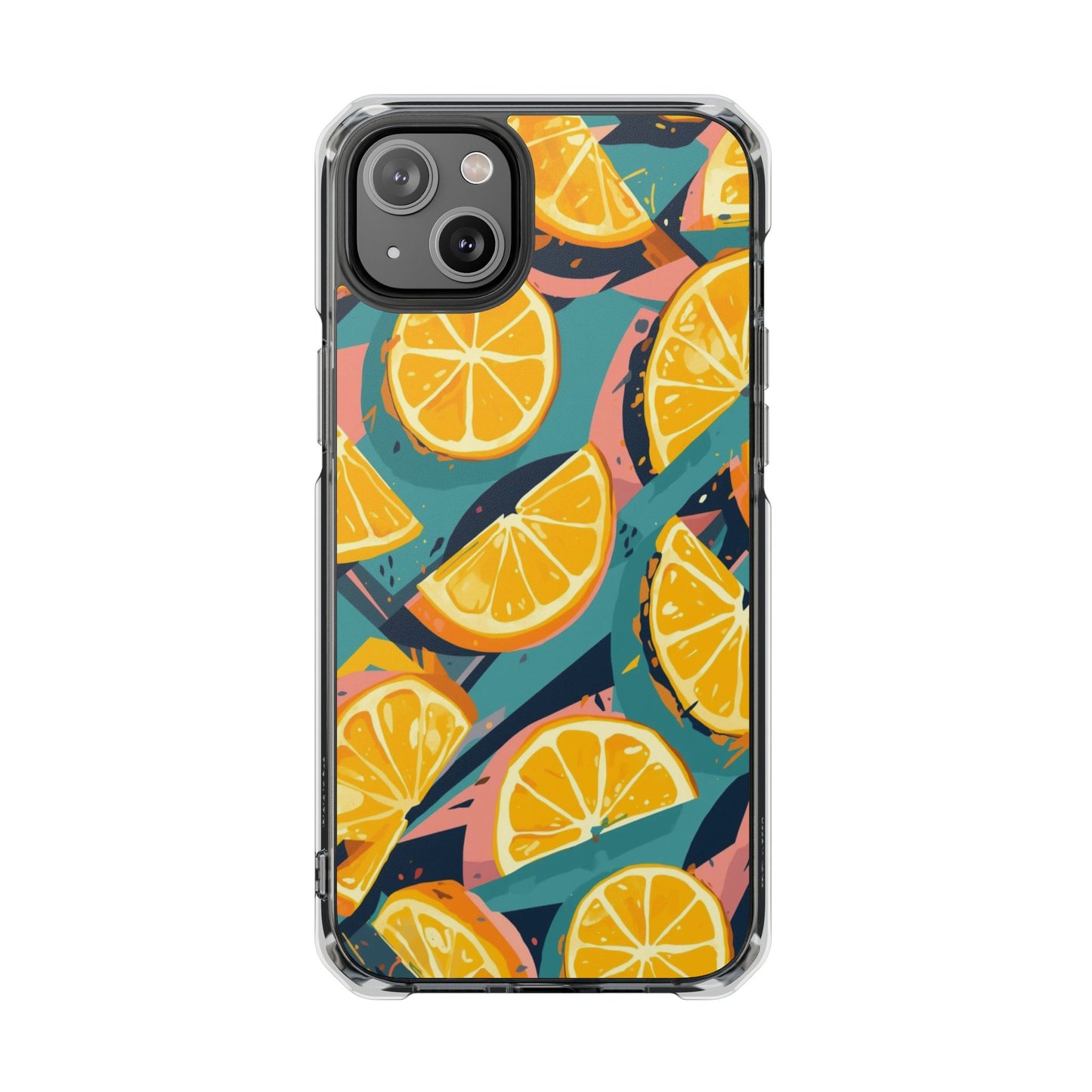 Clear Impact Phone Case — Bright Citrus Slice Pattern, Magnetic Compatible