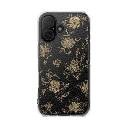 Clear Magnetic Impact Phone Case — Gold Floral Overlay