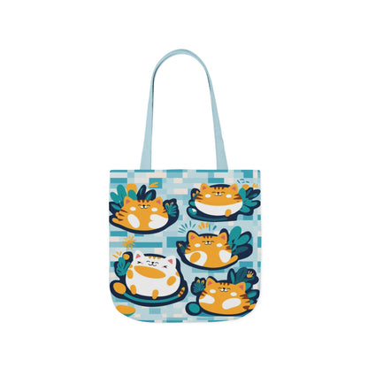 Cute Orange Cat Pattern Canvas Tote Bag — Repeat Kitty Print Grocery & Beach Bag