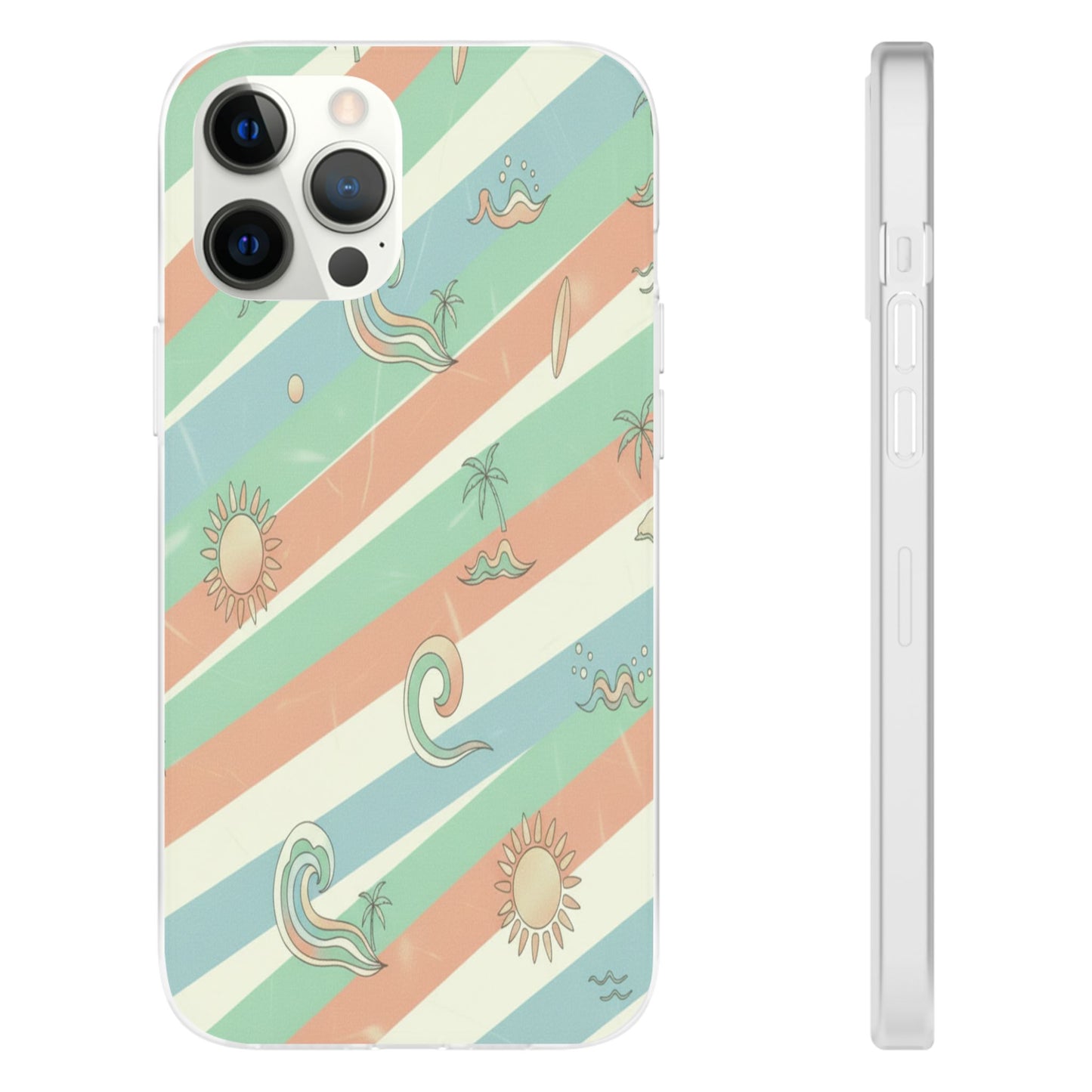 Beach Vibes Phone Case — Retro Pastel Surf & Palm Protective Flexi Case