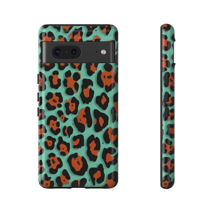 Teal & Rust Leopard Phone Case — Tough Protective Animal Print