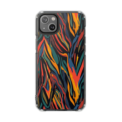 Clear Magnetic Phone Case — Abstract Flame Zebra Art