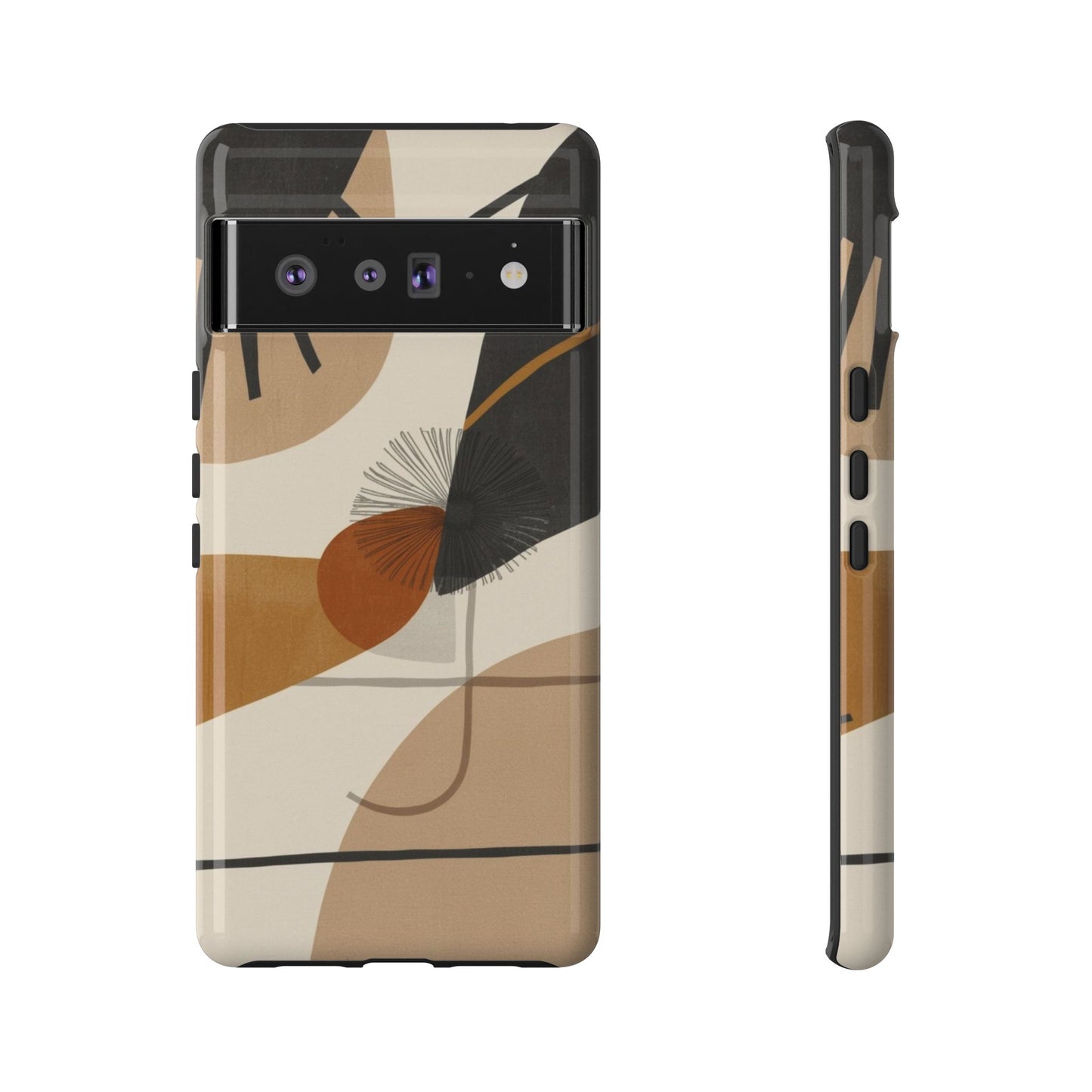 Abstract Earth Tone Phone Case — Mid-Century Minimalist Tough Case