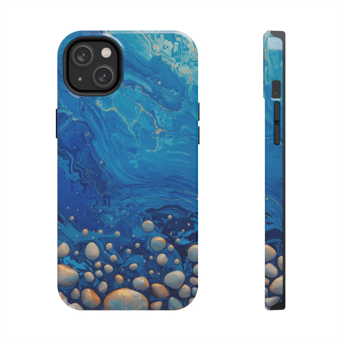 Blue Ocean Pebble Tough Phone Case — Protective Artistic Marble Design