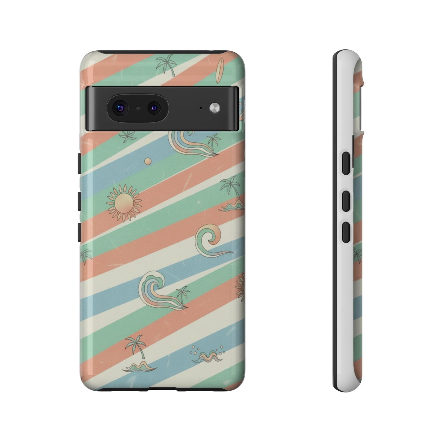 Surf Stripe Tough Phone Case — Retro Beach Waves Pattern
