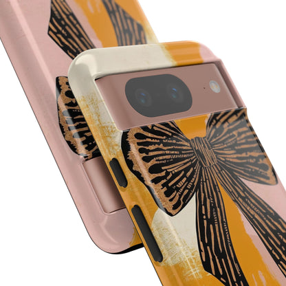 Bow Brushstroke Tough Phone Case — Pink & Mustard