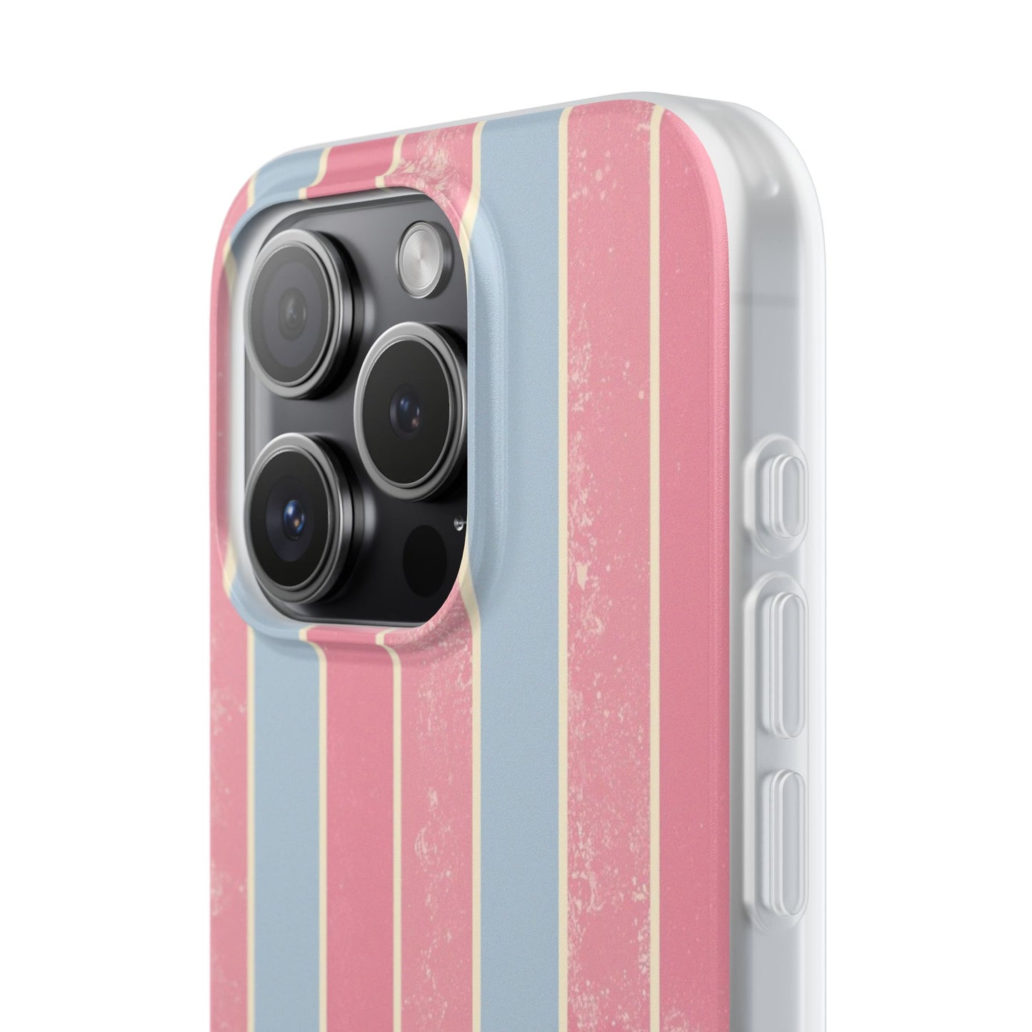 Striped Pink & Blue Phone Case — Retro Pastel Flexi Case
