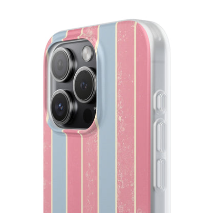 Striped Pink & Blue Phone Case — Retro Pastel Flexi Case