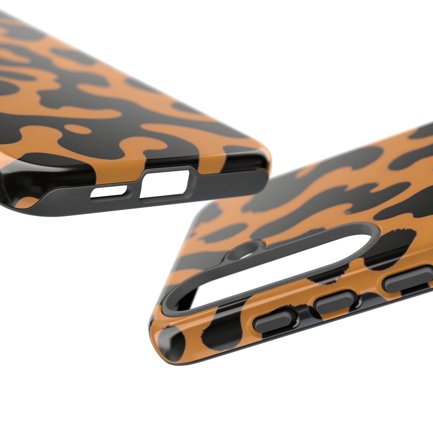 Leopard Print Phone Case — Orange & Black Tough Pattern Protective Cover