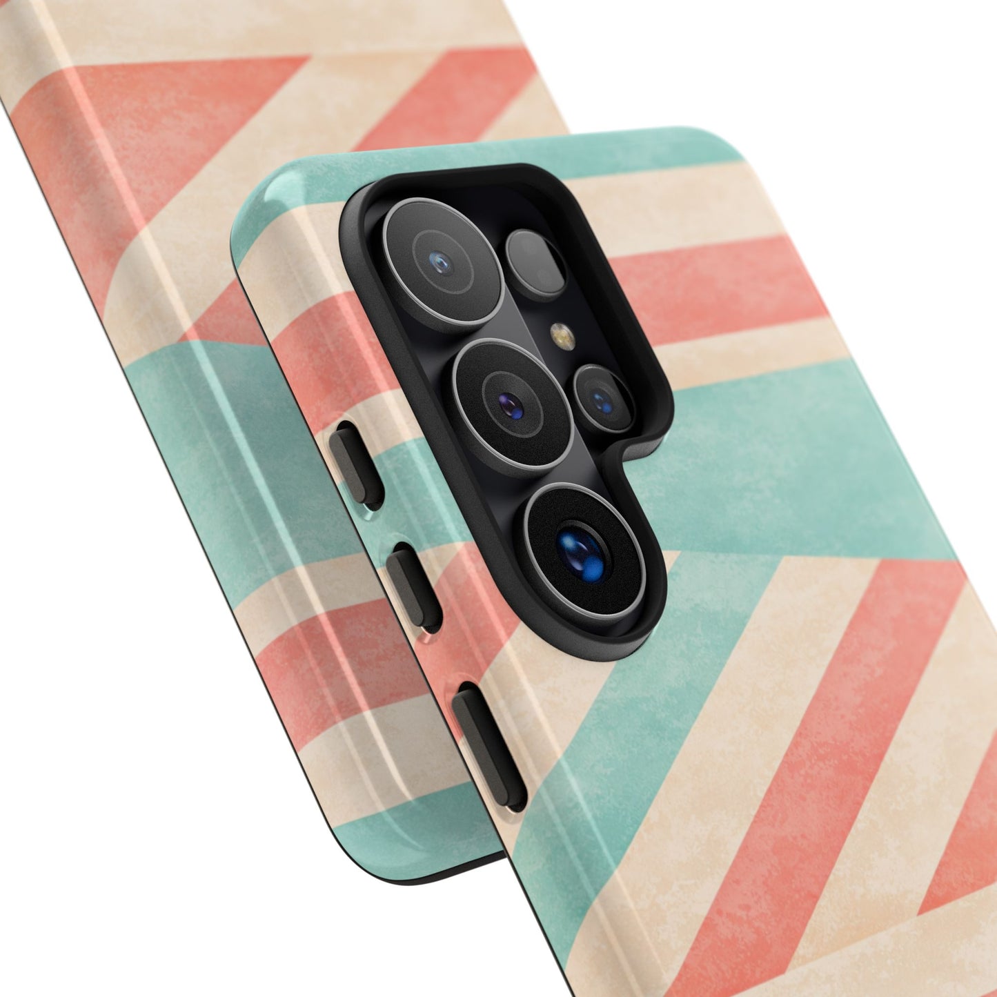Pastel Stripes Tough Phone Case – Retro Coral & Teal Protective Cover