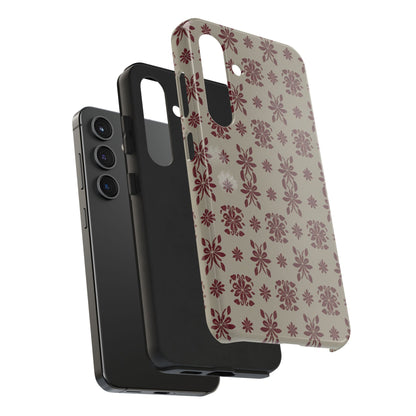 Tough Phone Case — Vintage Red Floral Pattern Protective Cover