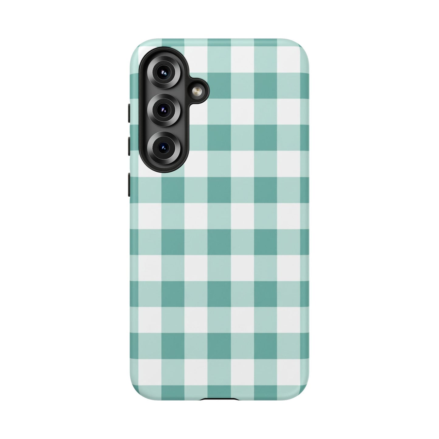 Mint Green Buffalo Check Tough Phone Case — Durable Plaid Protective Cover