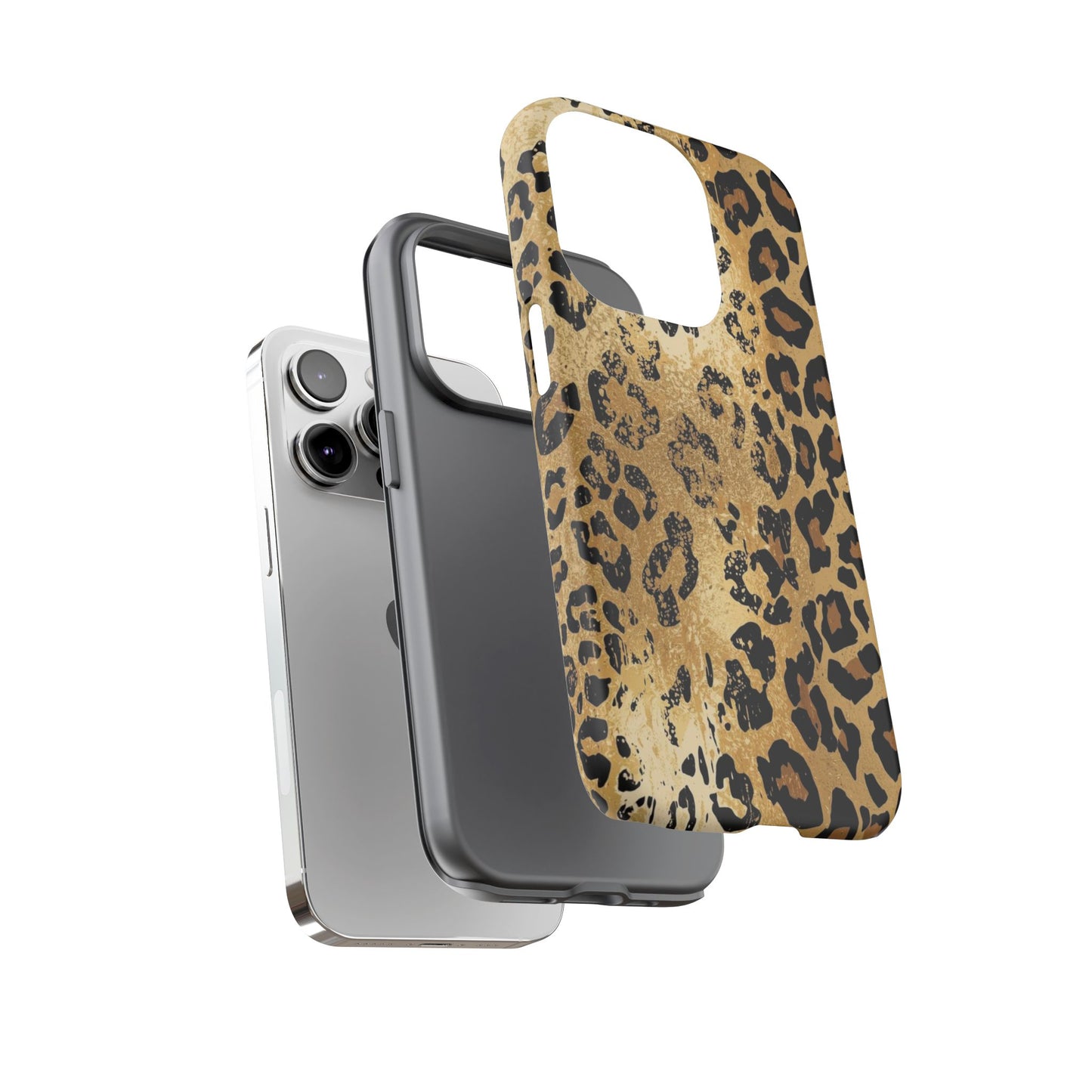 Leopard Print Tough Phone Case — Durable Protective iPhone Cover