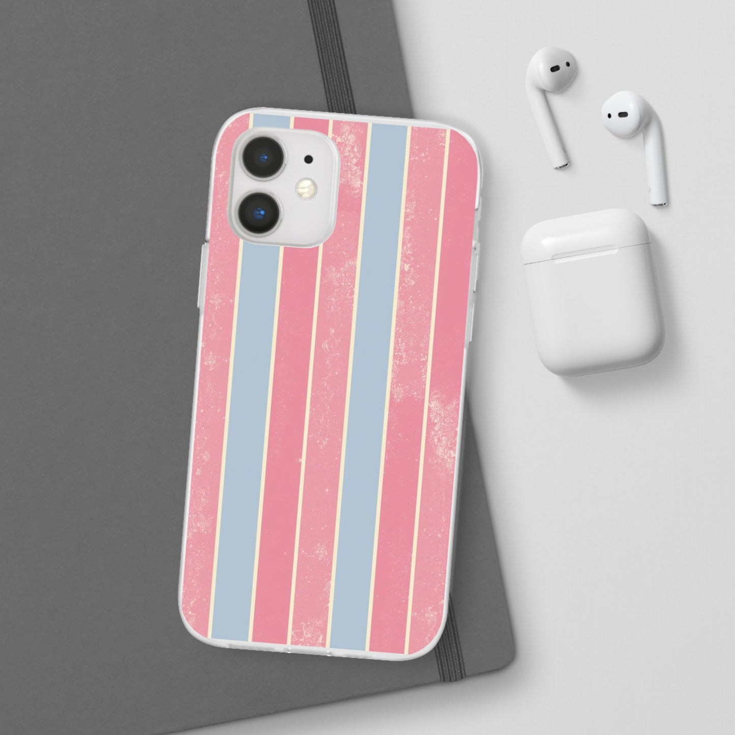 Striped Pink & Blue Phone Case — Retro Pastel Flexi Case