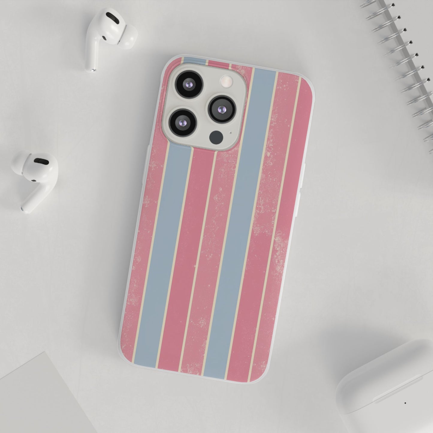 Striped Pink & Blue Phone Case — Retro Pastel Flexi Case