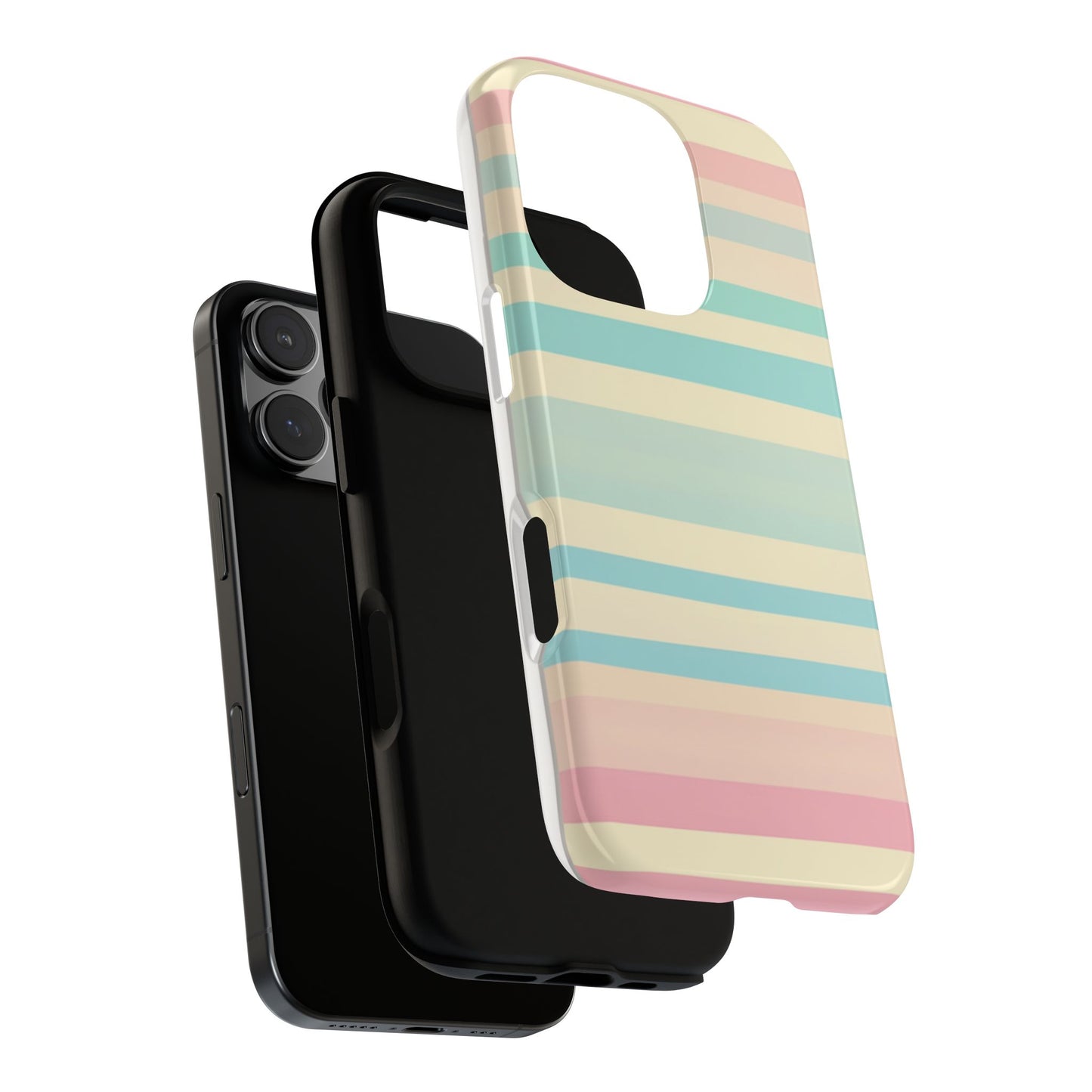 Pastel Striped Tough Phone Case – Protective Retro Rainbow Design
