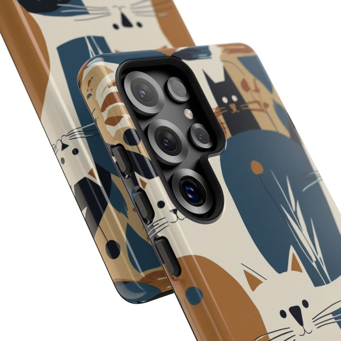 Cat Pattern Phone Case – Retro Abstract Cats Protective iPhone Cover