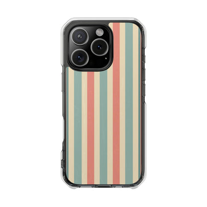 Retro Stripe Clear Magnetic Phone Case