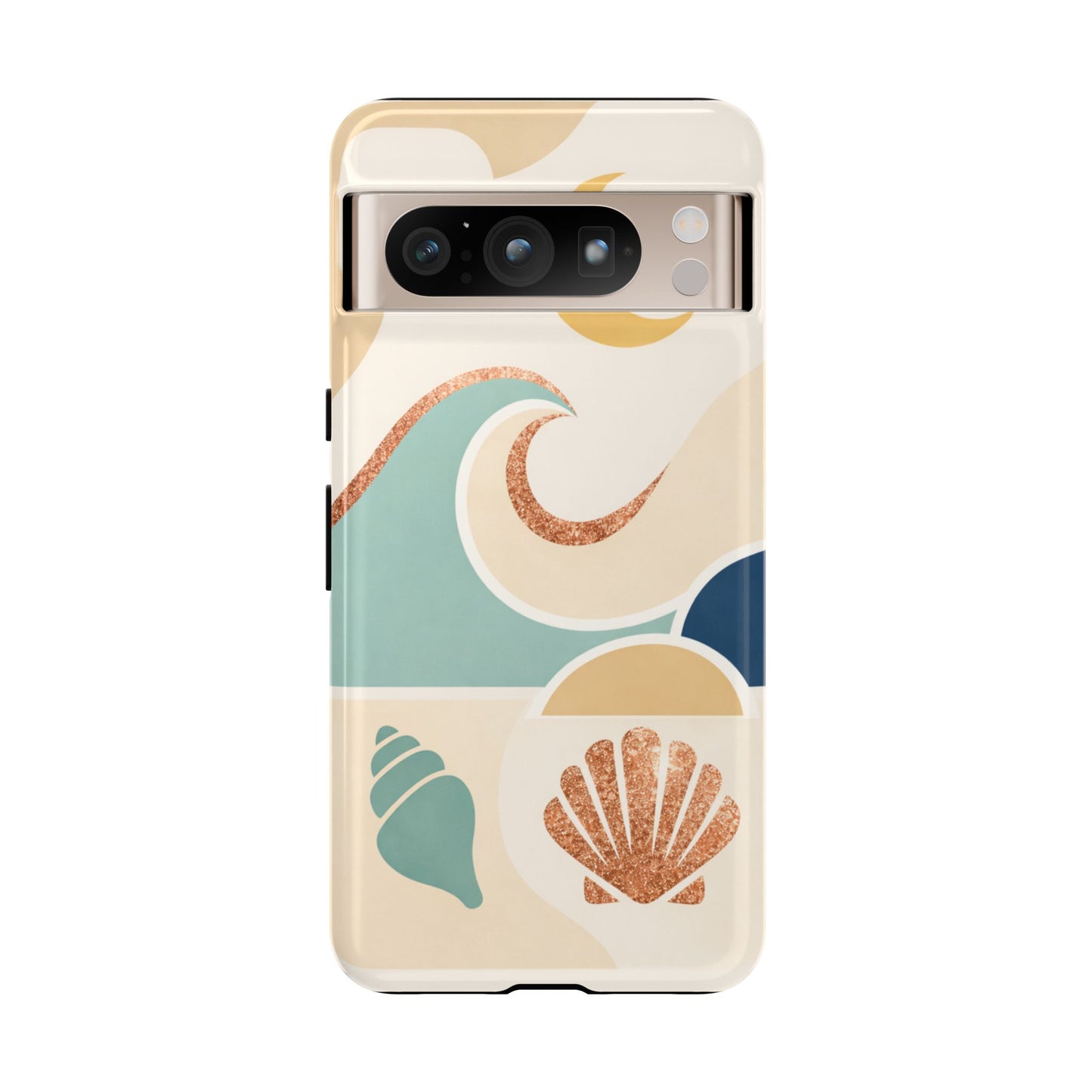 Sea Breeze Tough Phone Case — Retro Waves & Shells Design