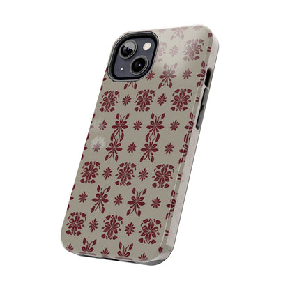 Tough Phone Case — Vintage Red Floral Pattern Protective Cover