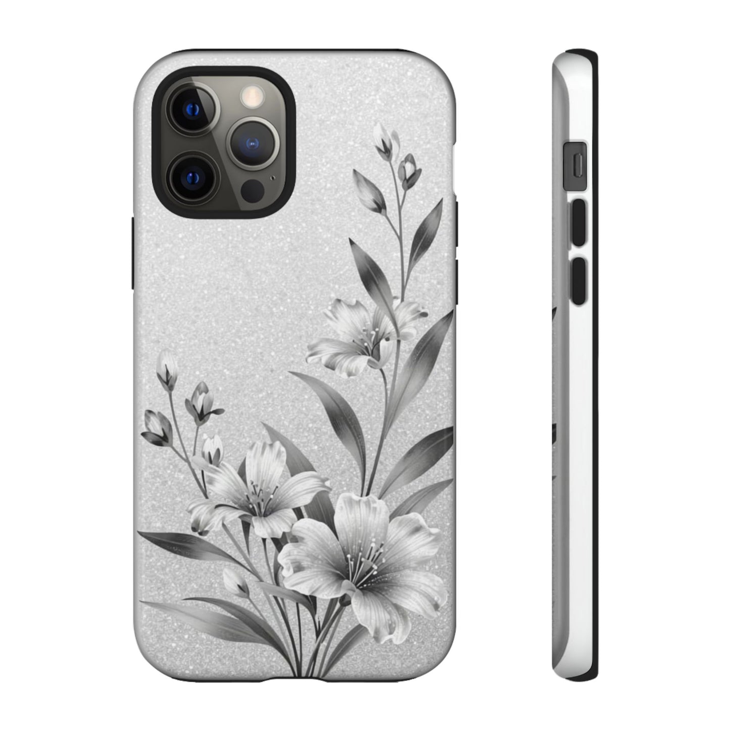 Floral Monochrome Phone Case — Elegant Black & White Lily Design