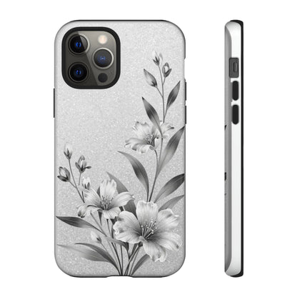 Floral Monochrome Phone Case — Elegant Black & White Lily Design