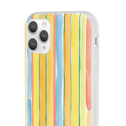 Watercolor Stripe Phone Case — Bright Pastel Vertical Stripes Protective Flexi Case