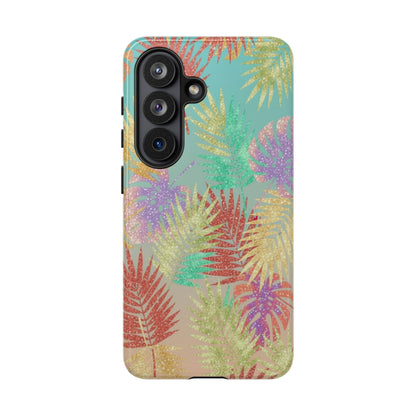 Tropical Palm Leaf Tough Phone Case – Colorful Pastel Botanical Protection