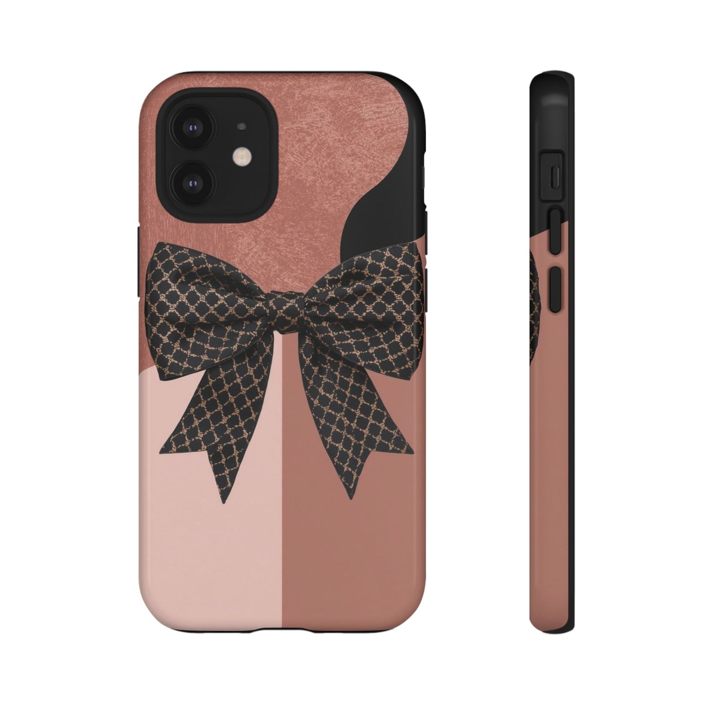 Bow Stripe Tough Phone Case – Pink Mauve Protective Cover