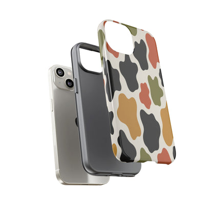 Camouflage Pattern Tough Phone Case – Retro Olive, Rust & Mustard Protective Cover