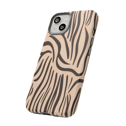 Zebra Stripe Tough Phone Case – Neutral Animal Print Protective Cover