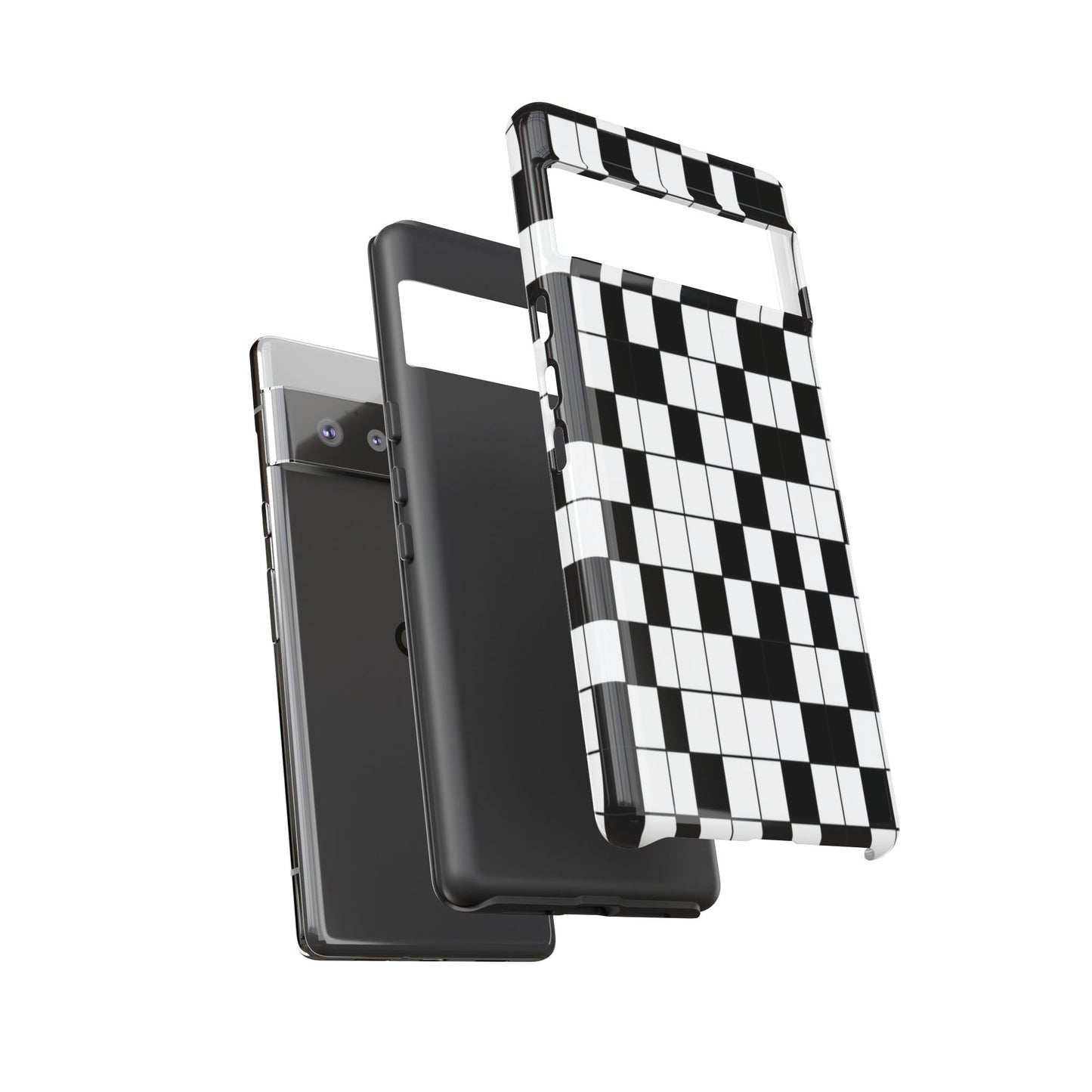 Crossword Grid Phone Case — Black & White Puzzle Pattern Tough Phone Cover
