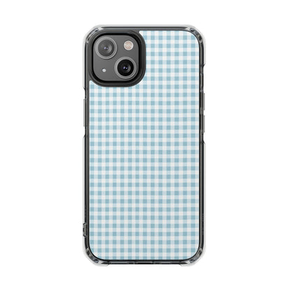 Blue Gingham Clear Magnetic Phone Case