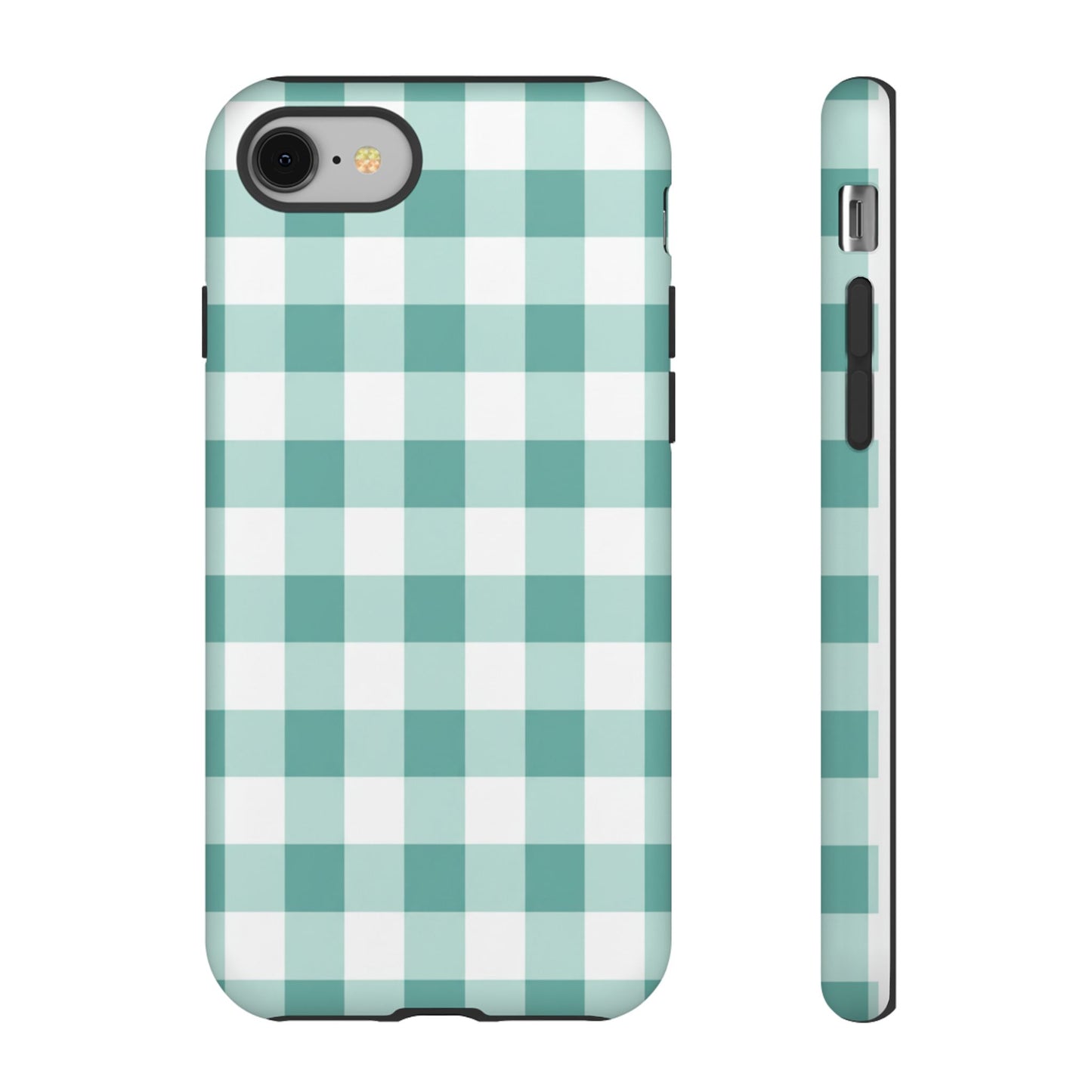 Mint Green Buffalo Check Tough Phone Case — Durable Plaid Protective Cover