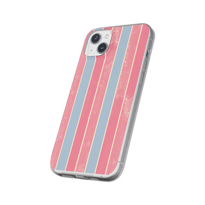 Striped Pink & Blue Phone Case — Retro Pastel Flexi Case
