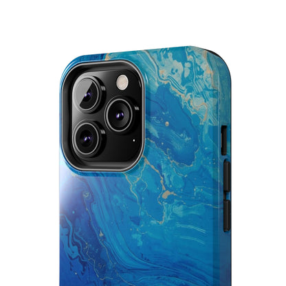Blue Ocean Pebble Tough Phone Case — Protective Artistic Marble Design