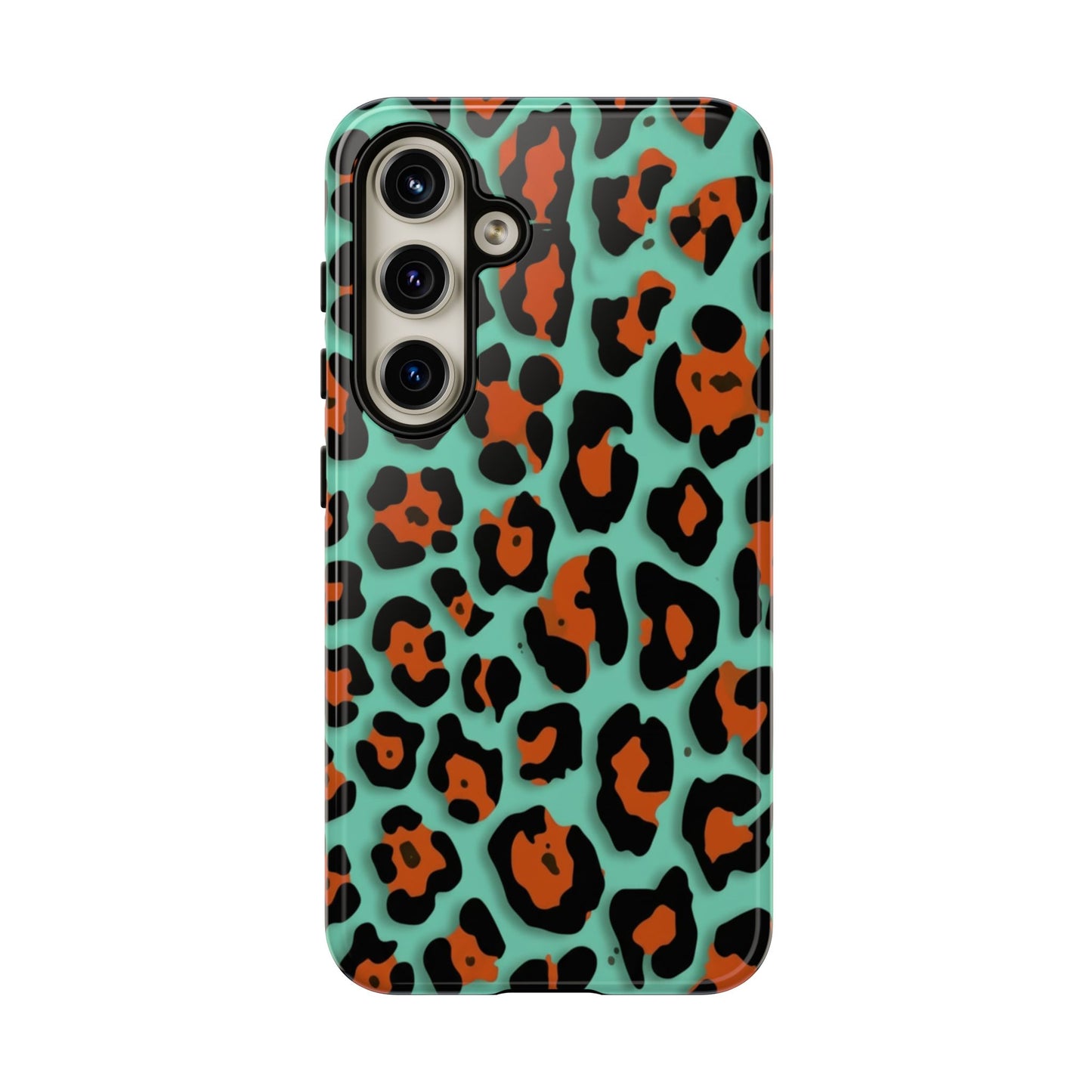 Teal & Rust Leopard Phone Case — Tough Protective Animal Print