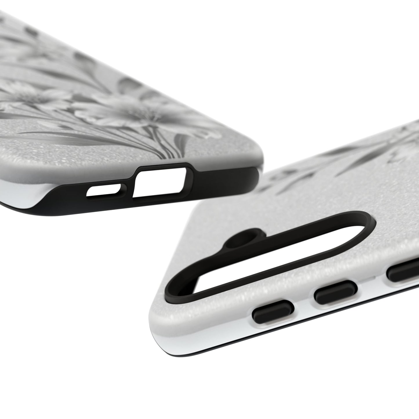 Floral Monochrome Phone Case — Elegant Black & White Lily Design