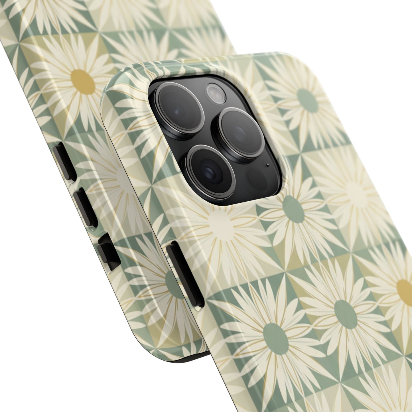 Retro Daisy Tough Phone Case — Vintage Floral Protective Cover for iPhone